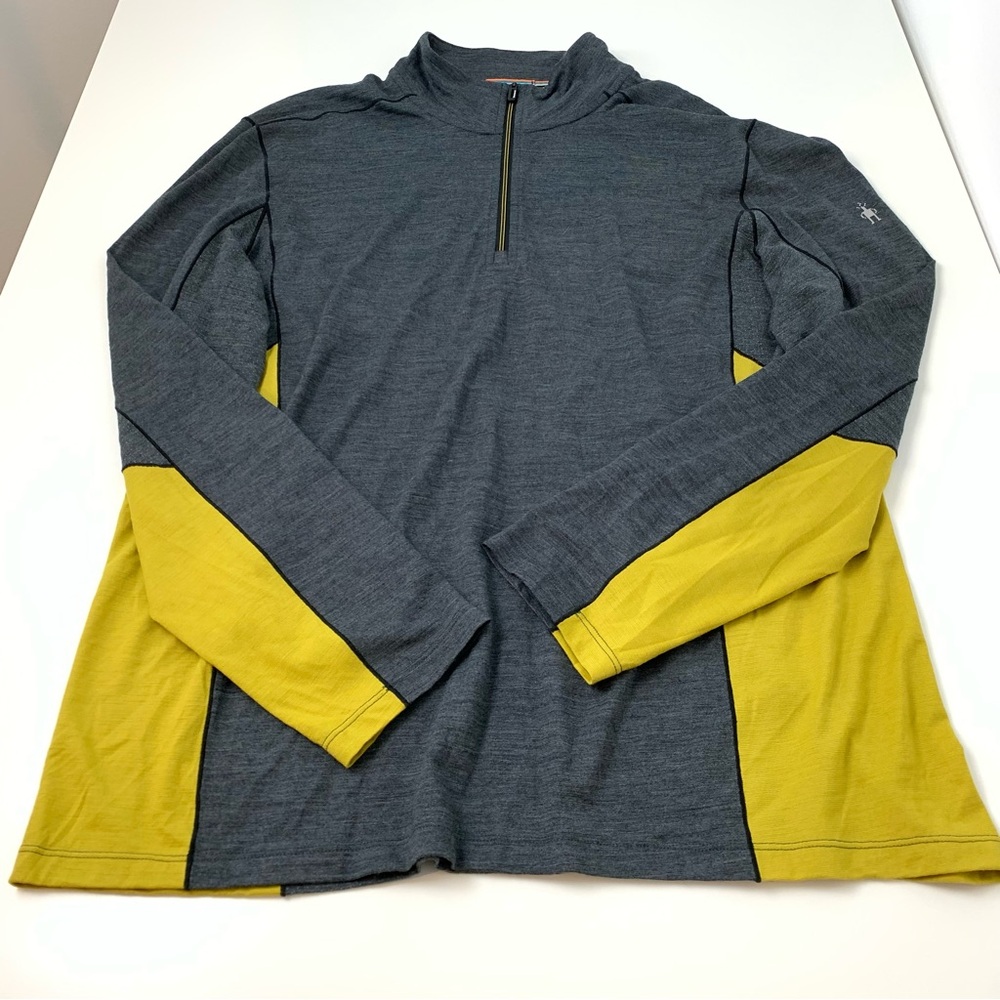 Smartwool Base Layer Long Sleeves Shirt 1/4 Zip Merino Sport 150 XL Gray Yellow - Picture 6 of 15